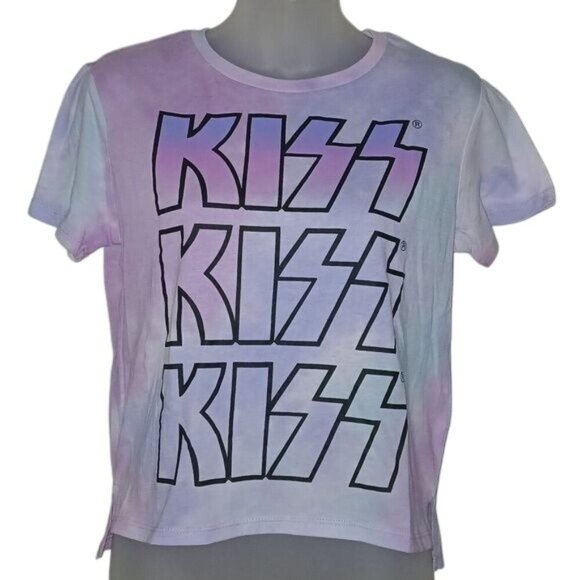 KISS Purple Tie Dye Crop Top - Picture 1 of 4